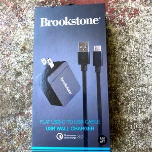 Flat USB-C to USB Wall Charger, 6ft, black